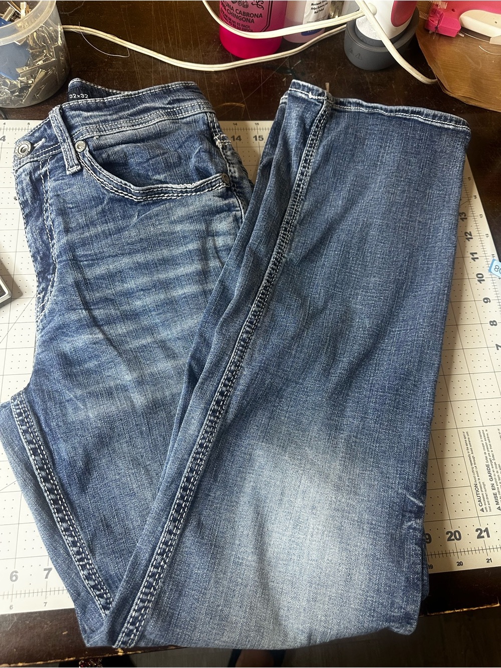 BKE Men's Blue Washed Slim Straight Jeans